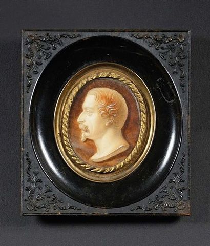 Jacques-Noël FREMY (1782-1867) «L'Empereur Napoléon III de profil, à l'antique».
Miniature...