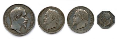 Lot de trois médailles en argent Napoléon...