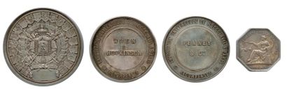 null Lot de trois médailles en argent Napoléon III et un jeton en argent - Une médaille...