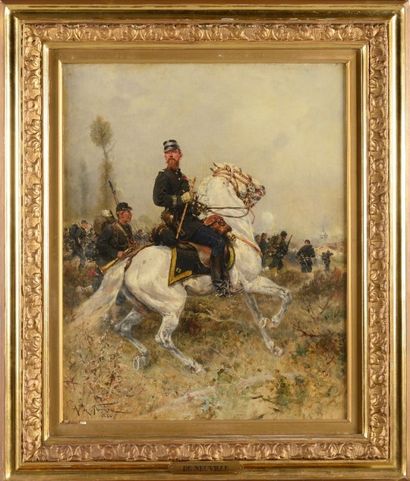 Alphonse de NEUVILLE (1835-1885). Ecole française «Commandant du 17ème bataillon...