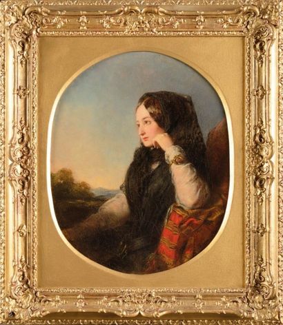 Abraham SOLOMAN (1824-1862) Ecole anglaise «Portrait de la comtesse de Teba, future...