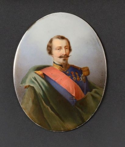 Ecole FRANÇAISE vers 1860 «Portrait de l'Empereur Napoléon III en buste vers la droite...