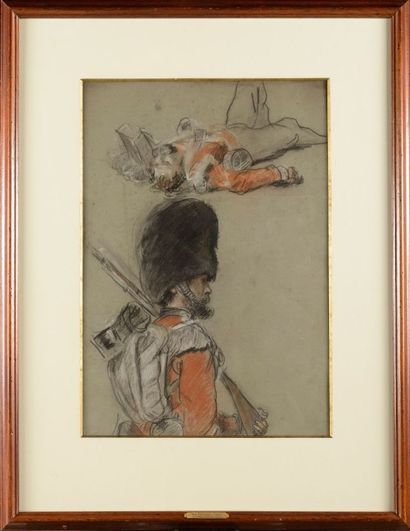 Sir Francis GRANT (1803-1878) «Etude de grenadiers pour le tableau de la bataille...