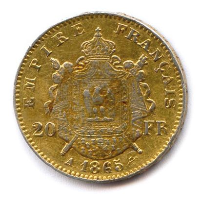 null Napoléon III (1852-1870)
20 Francs en PLATINE (tête laurée) 1865 Paris. (6.48...
