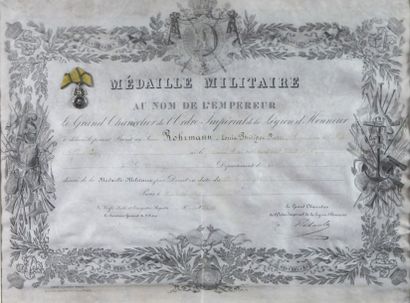 null France M édaille militaire, instituée en 1852. Brevet de la médaille militaire...