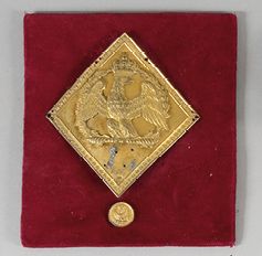 null Plaque d’officier du 15ème Régiment d’infanterie de ligne, modèle 1806. En bronze...