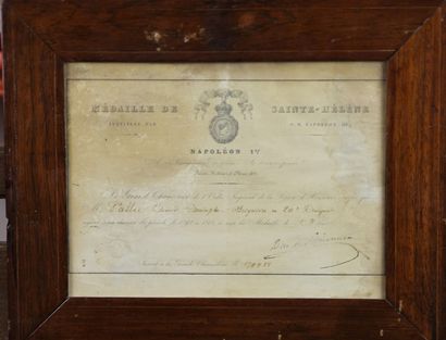 null Brevet de la médaille au nom du brigadier Pallée du 20ème Dragon (N°179988)....