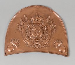 null Plaque de bonnet à poil de troupe des grenadiers français et suisse de la Garde...