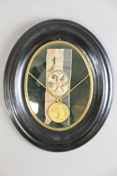 null médaille de la fête de la Fédération (14 juillet 1790). En laiton doré. Présentée...