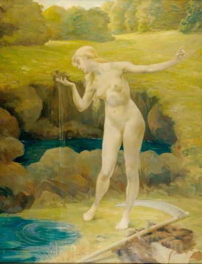 École Française du XIXe siècle La Source Sur sa toile d'origine 190 x 156 cm Accidents...