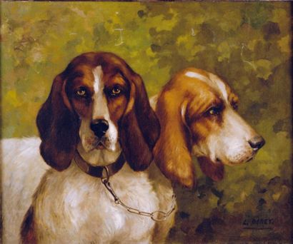 Laura DARCY (Active à Londres à la fin du XIXe siècle) Deux chiens de chasse Toile...
