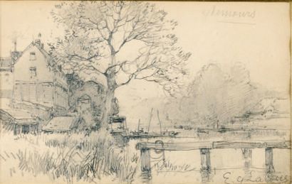 Eugène GALIEN LALOUE (Paris 1854 - Clérence 1941) Nemours Crayon noir 9,5 x 15,5...