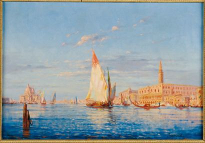 BOUVARD (Actif au début du XXe siècle) Vue de Venise Sur sa toile d'origine 38 x...