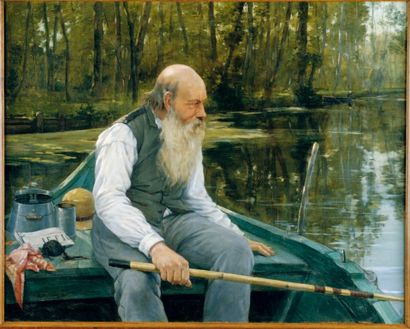 Louis Michel HADENGUE (Paris - Actif au XIXe siècle) Le pêcheur Sur sa toile d'origine...