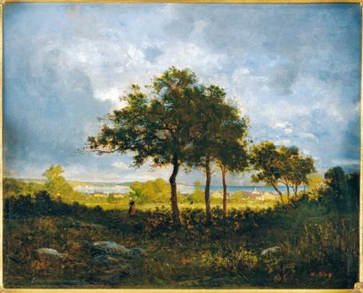 Narcisse DIAZ DE LA PENA (Bordeaux 1807 - Menton 1876) Paysage de Normandie Panneau...