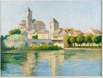 Léon GALAND (Montpellier 1872 - Clichy-la-Garenne 1960) L'église de Moret-sur-Loing...