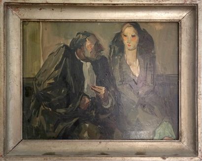 null Pierre de BELAY (1890-1947) Un cas de divorce Huile sur carton, signé en bas...