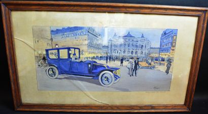 null GAMY (Présumée Marguerite Montaut) «Renault 1913» Lithographie en couleurs,...