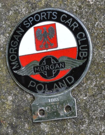 null "Badge Morgan" "Morgan Sports Car Club- Morgan Poland" Badge émaillé noir blanc...