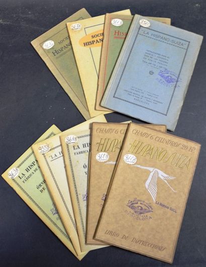 null "Documents archives Hispano-Suiza" Lot de 9 catalogues Hispano Suiza vers 1925,...