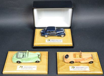 null "HECO Miniatures- Talbot Lago T26 & Peugeot 601 cabriolet et eclipse" Trois...