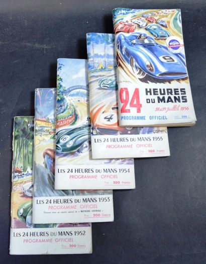 null "Programmes des 24 Heures du Mans de 1952 à 1956" Série de cinq programmes originaux,...