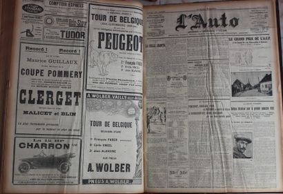 null " L'Auto 1909 et 1913" Deux parties d'année de ce quotidien. Format A2, reliés....