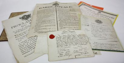 null Quatre documents dont deux placards (1790 et 1815), une lettre d'autorisation...