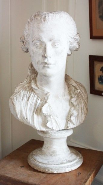 null Dans le goût du XVIIIème siècle Buste d'homme Plâtre sur piédouche Haut : 60...