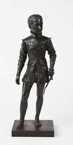 null François-Joseph BOSIO (1768-1845) Henri IV enfant Bronze patiné signé sur la...