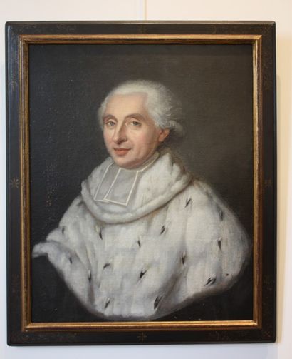 null ECOLE FRANCAISE du XVIIIe siècle Portrait d'un magistrat au col en hermine Huile...