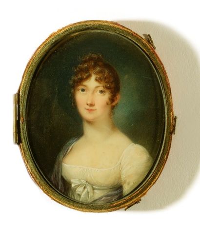  Jean-Marie VILLIERS HUET (1772-1813) Portrait d’une jeune femme en buste de trois-quarts...