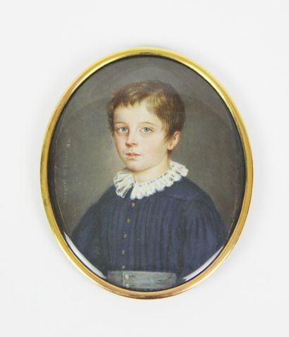 null Jean ROUGEOT de BRIEL (1792-1852) Portrait d’un jeune garçon en buste vers la...