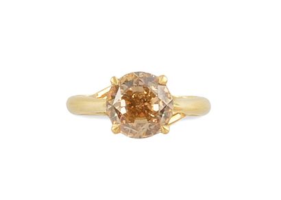 null BAGUE en or jaune ornée d'un diamant de taille brillant moderne fancy yellow...