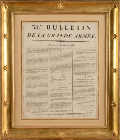 null AUTSTERLITZ. - Placard imprimé intitulé 33me Bulletin de la Grande Armée. [Paris],...
