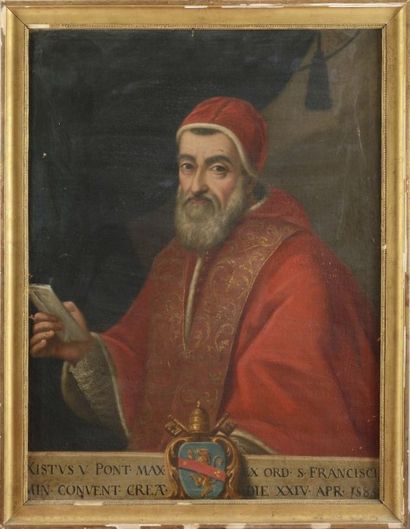null Ecole de la fin du XVIIIème siècle « Portrait du Pape Sixte V» Huile sur toile....