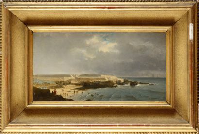 null Eugène Pierre CLAVEAU (1820-1902)
Rivage aux baigneurs, 1862 Huile sur carton
Signée...