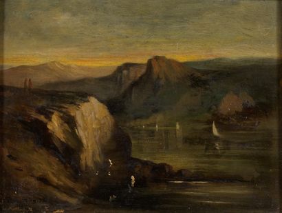 null Louis METTLING (1847-1904)
Paysage de montagne au lac, 1872
Huile sur panneau
Signée...