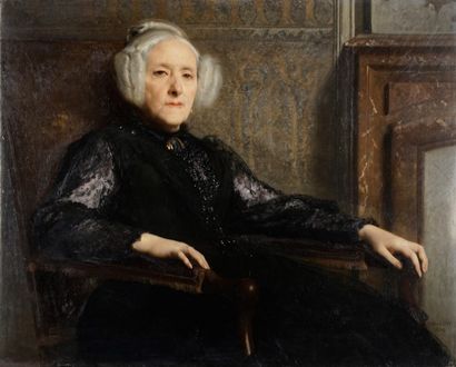 null Émile LÉVY (1826-1890)
La dame en noir, 1890 Huile sur toile (restaurations)
Signée...