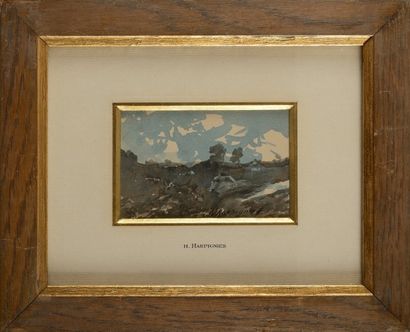 null Henri Joseph HARPIGNIES (1819-1916)
 Paysage au ciel bleu
Aquarelle
Signée en...