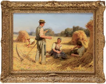 null Ernest CHATEIGNON (1863-1910)
La moisson
Huile sur toile (restaurations)
Signée...