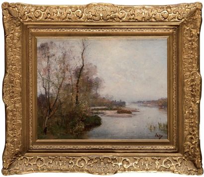 null Louis Aimé JAPY (1840-1916)
Paysage à la rivière
Huile sur panneau
Signée en...