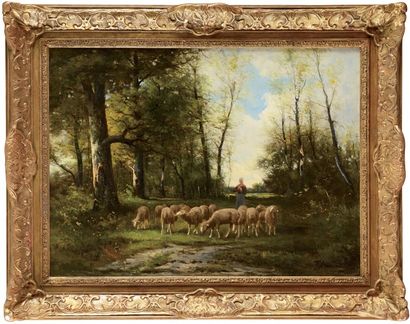 null ARMAND (FIN XIXème - DÉBUT XXème siècle)
Bergère et ses moutons sous les arbres
Huile...