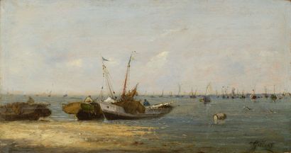 null GILBERT (seconde moitié du XIXème
siècle)
Retour de pêcheurs - Barques au rivage
Deux...