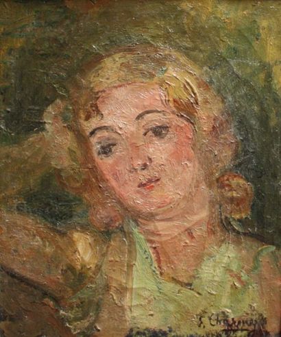 null EMILIE CHARMY (1877-1965) Portrait d'une jeune femme Huile sur toile Signée...