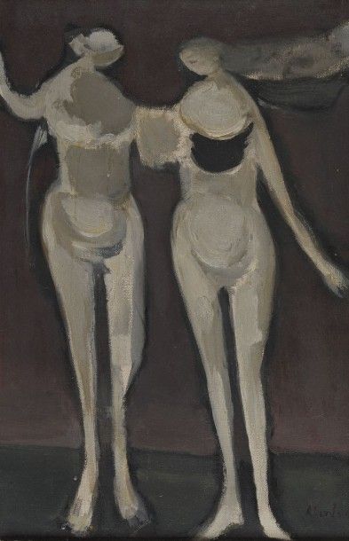 null ALFRED ABERDAM (1894-1963) Figures blanches, 1954 huile sur toile, signée en...