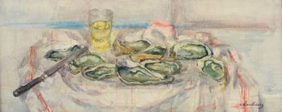 null ANDRE HAMBOURG (1909-1999) Les huîtres Huile sur toile Signée en bas à droite,...
