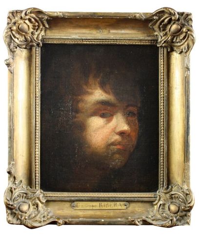 null Dans le gout de Jusepe de RIBERA (1588-1652) Visage d'homme Huile sur toile...