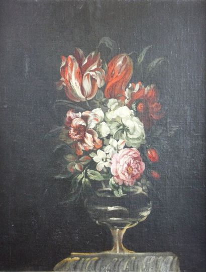null Dans le goût de Mario NUZZI (1603-1673) Bouquet de fleurs Paire d'huiles sur...