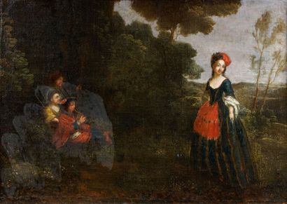 null ECOLE ALLEMANDE du XVIIIème siècle, suiveur de WATTEAU Danse dans un paysage...